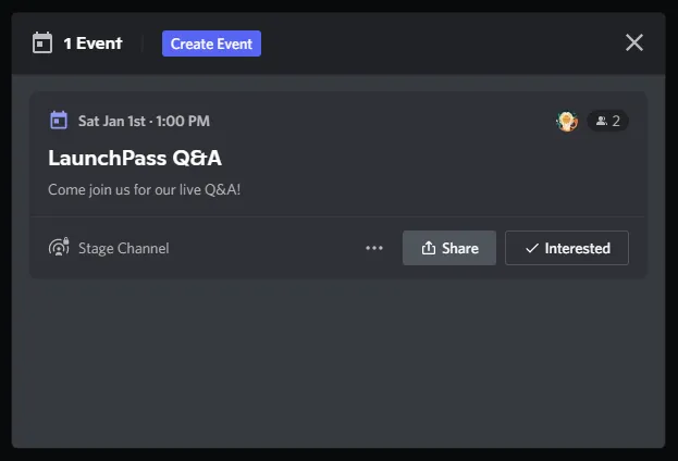 Using Discord Scheduled Events with LaunchPass 1