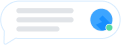 comment bubble with blue circle on the right