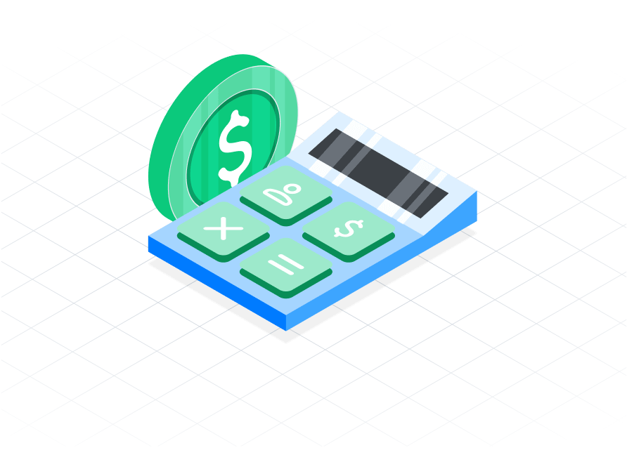 cash register and a green big coin